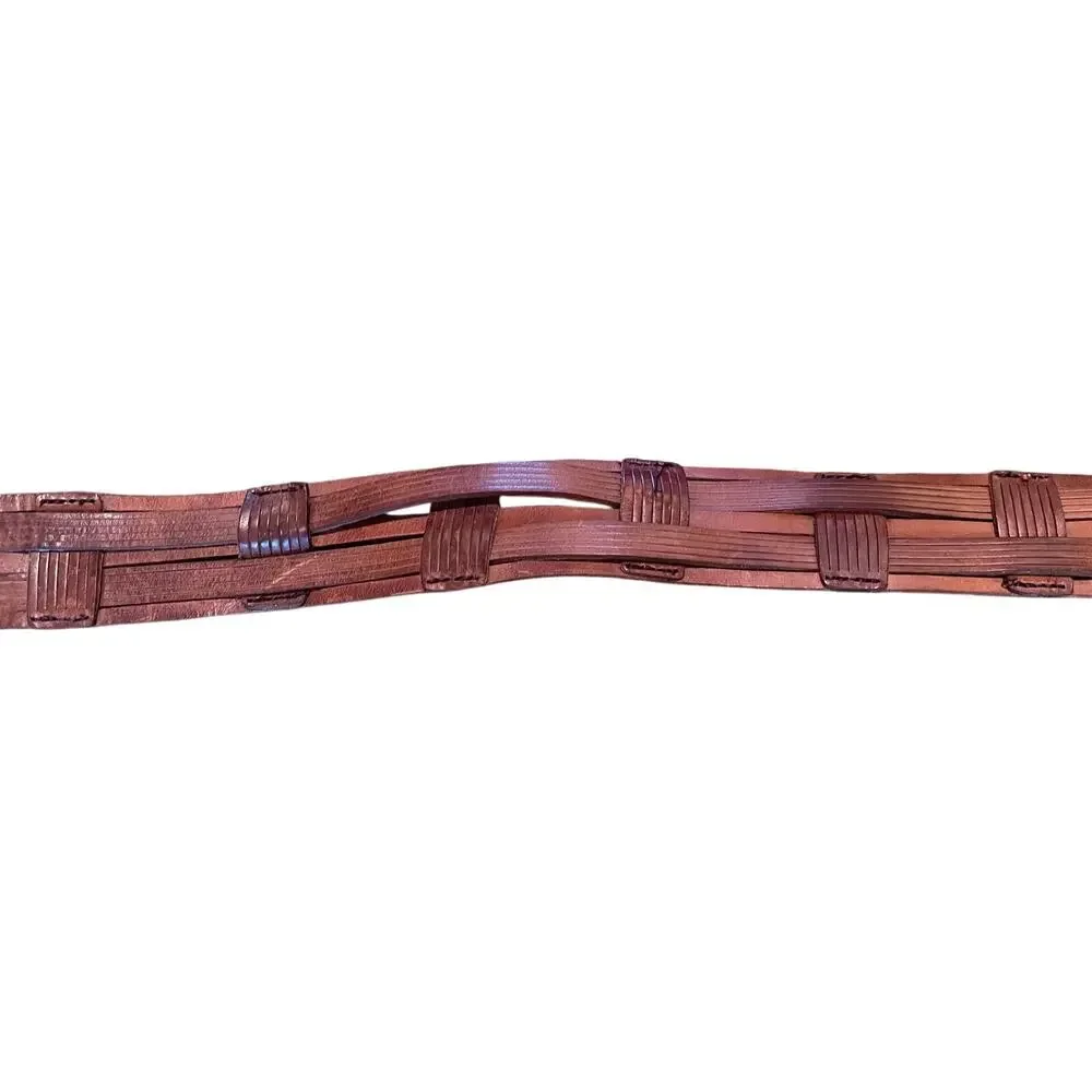 Braided / Woven Leather Belt, Brass Buckle, Unisex, Western, Boho, Size Small